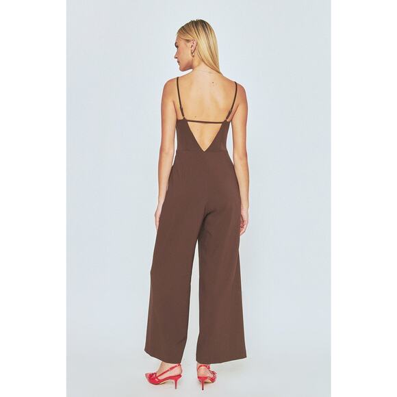 NWt Endless Rose Bustier Wide Leg Jumpsuit Chocolate Brown Medium Corset - Picture 3 of 11